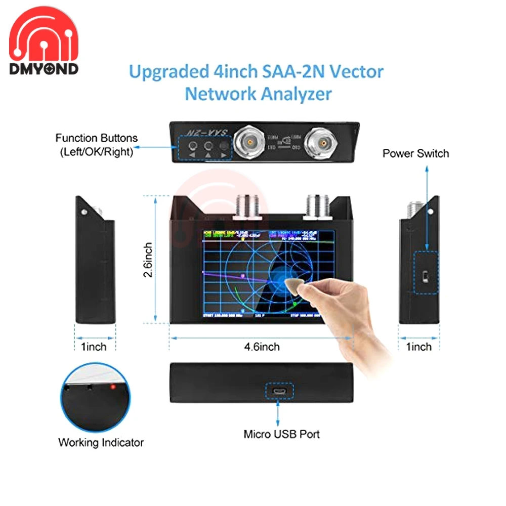 Analizzatore di Antenna 4 pollici 3G NanoVNA V2 analizzatore di rete vettoriale NanoVNA SAA-2N V2 50KHz-3GHz HF VHF UHF batteria integrata da 3000mAh