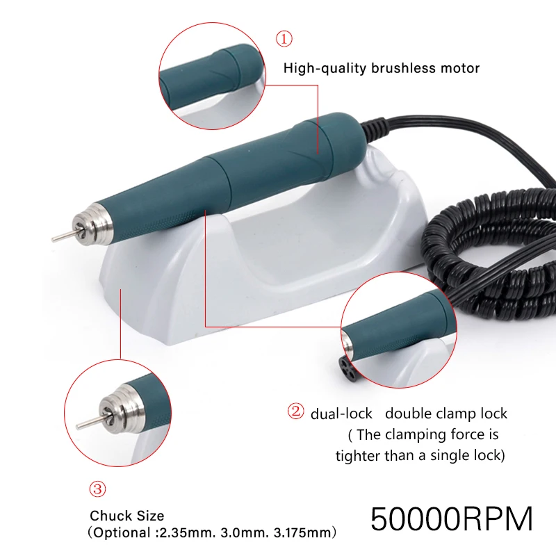 قبضة الأسنان 50000rpm البلاستيك الكهربائية مايكرو موتور مقبض للمجوهرات مختبر الأسنان تلميع QZ60