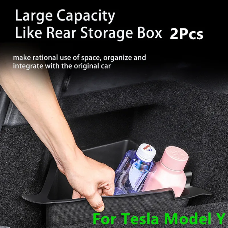 2Pcs Trunk Side Hidden Storage Box with Handle Left and Right Partition Board Car Accessories for For Tesla Model Y 2021