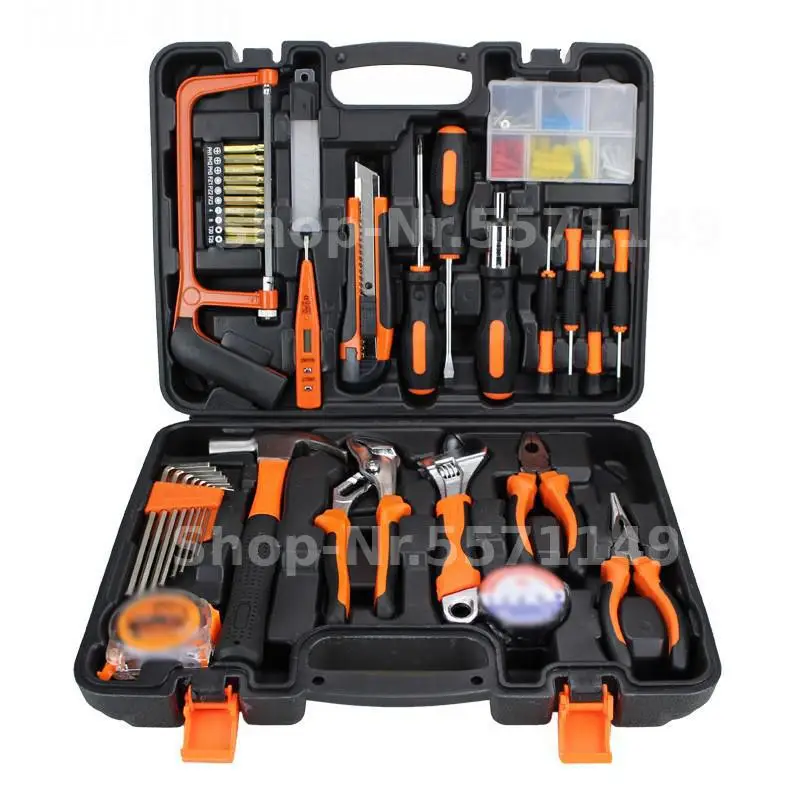 38 pcs Hand Tools Set Household Tool Kit Wood Working Tools Case Home Use Tools Box Screwdriver Hack Saw Wrench Hammer