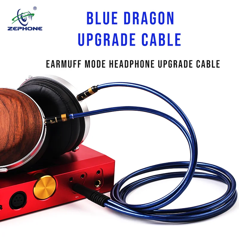 

zephone gem dragon Blue Dragon Earmuff mode headphone upgrade cable d7200 utopia beyerdynamic t5p 4.4mm UP-OCC HIFI Custom made.