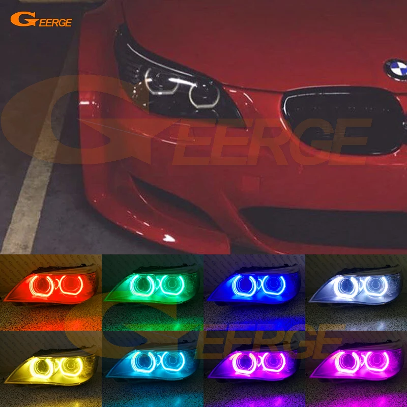 

Для BMW E60 E61 LCI M5 RF с беспроводным пультом дистанционного управления Bluetooth-приложением, многоцветный DTM-стиль, RGB светодиодный комплект «ангельские глазки», кольца Halo
