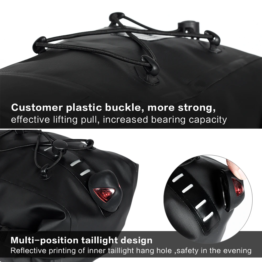 Rhinowalk 5L Bike Waterproof Bicycle Saddle Bag Reflective Large Capacity Foldable Tail Rear Bag Cycling MTB Trunk Pannier