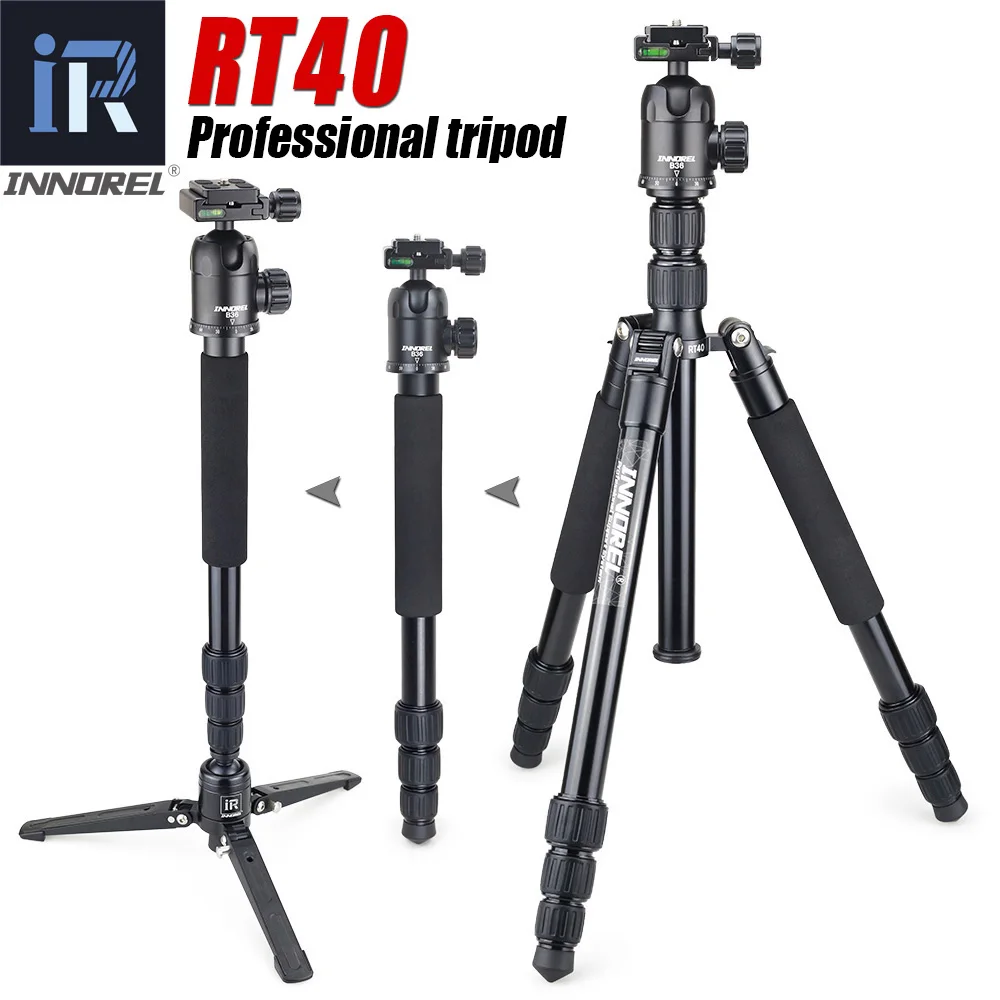 INNOREL RT40 Aluminium Alloy Camera Tripod Video Monopod Professional Travel Compact Tripod with Quick Release Plate & Ball Head