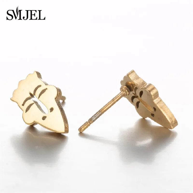 Rock Style Stainless Steel Black Earrings for Women Men Skull Gothic Punk Pendientes Human Face Lighter Shark Stud Earring 2023