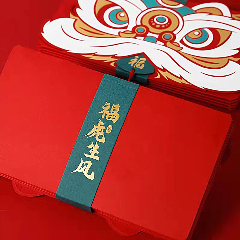 Màu Đỏ May Mắn Phong Bì Có Thể Gập Lại Hổ Túi Hongbao 6 Khe Cắm Thẻ Đỏ Gói Ốp Lưng Đỏ Trung Quốc Mới Năm 2022 Hổ