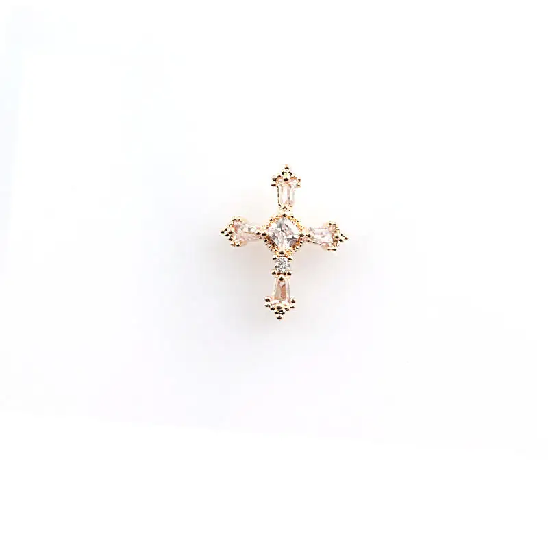 5Pcs Cross Zircon จี้ตกแต่งเล็บคริสตัลเล็บอุปกรณ์เสริมเล็บ Rhinestones เล็บ Charms เล็บ Art TN4930