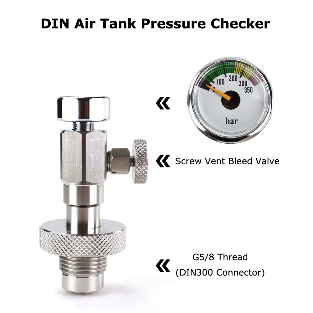 Imagem -04 - Verificador de Pressão do Tanque de ar Din 400bar Gauge 350bar Gauge Mergulho Novo
