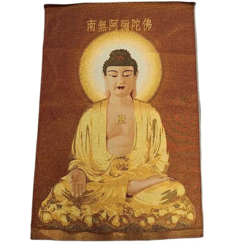 China Old Tibet Silk Thangka Like Hanging Painting Fengshui Buddha