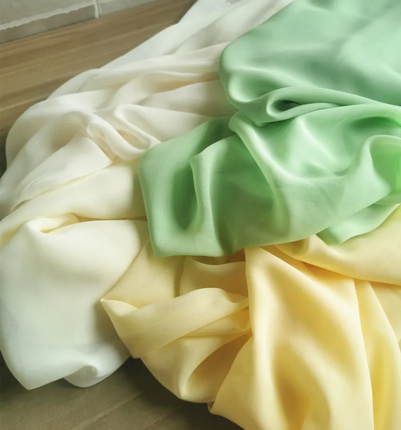 

Avocado Green Chiffon Fabric Dress Fabric Champagne White Ancient Costume Hanfu Wedding Decoration Stage Fabric Cloth 1.5m Width