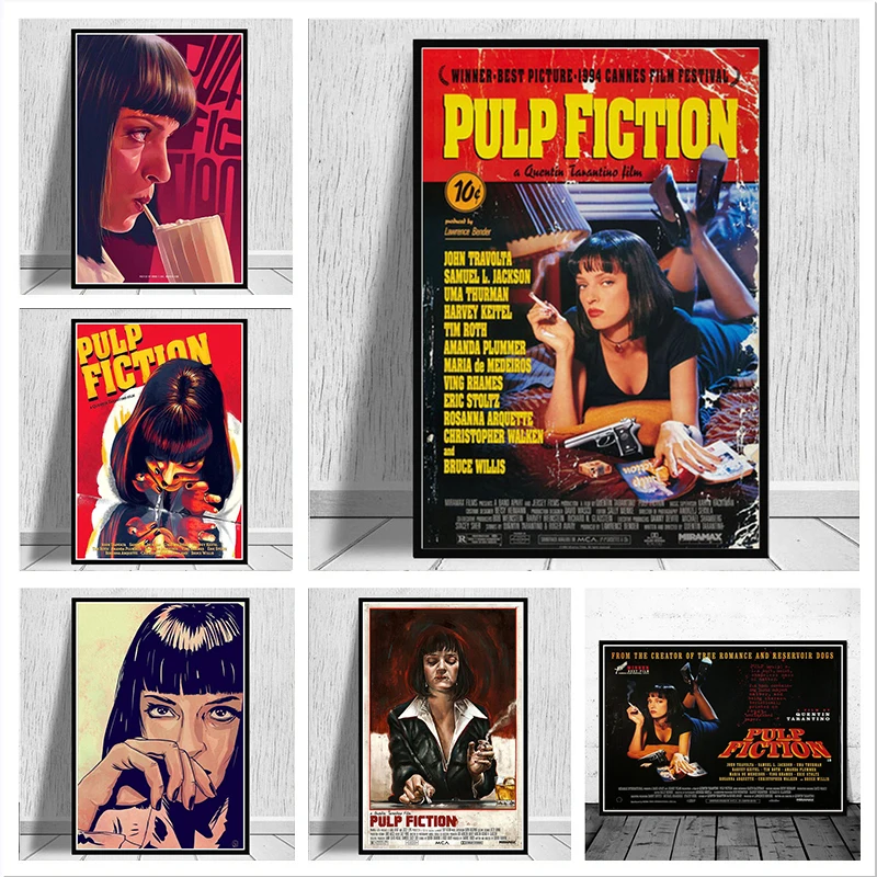 Pulp Fiction Quentin Tarantino Canvas Painting Vintage Movie Posters and Prints Wall Art Picture for Living Room Home Decoration