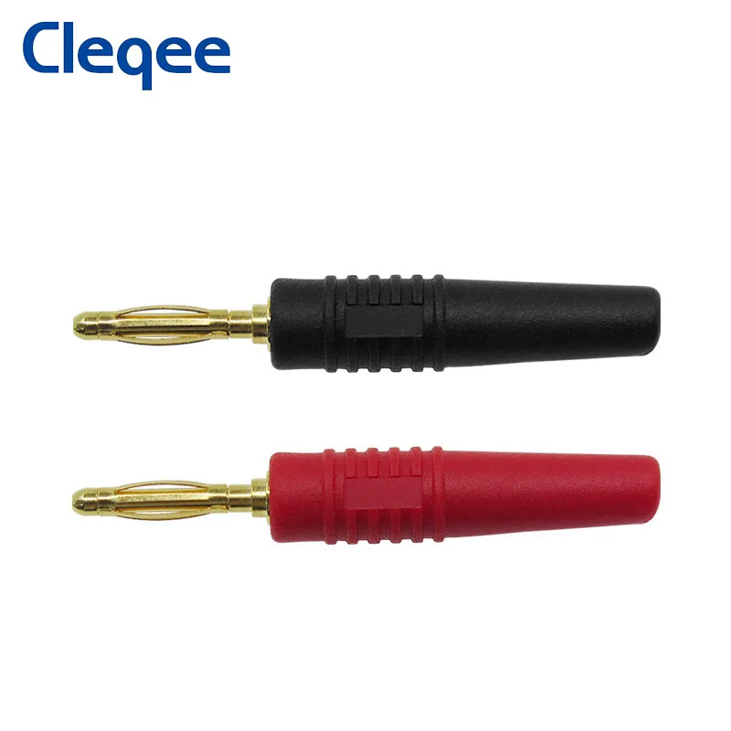 Cleqee-conector de enchufe Banana P3011, 10 piezas, 2mm, adaptador chapado en oro, tipo de soldadura para cables de prueba electrónicos