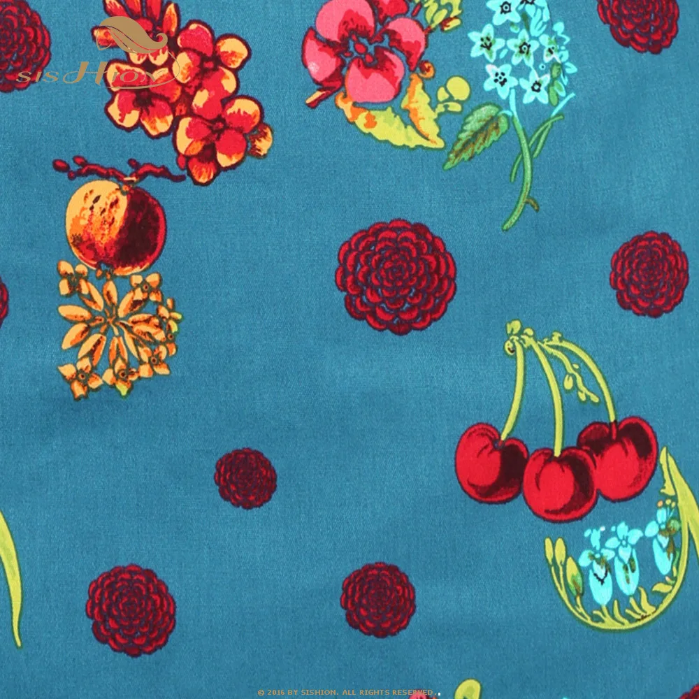SISHION Cotton Vintage Cherry Flower Print Floral Skirt SS0008 Summer Sexy Short Mini Skirt Holiday Beach Ladies Women Skirt