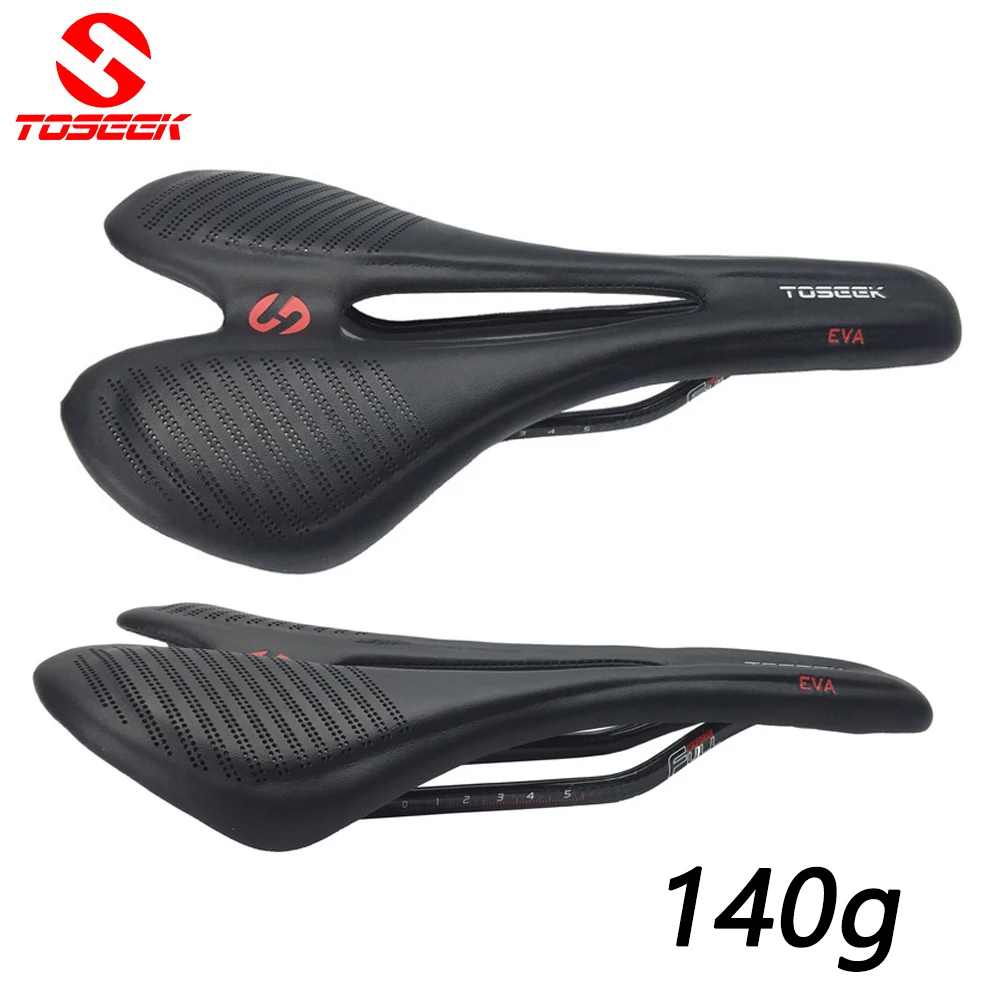 

TOSEEK Super light Full Carbon Fiber Bike Seat 3K MTB Bike Saddle leather cushion front seat meets the Ergonomic design 140g