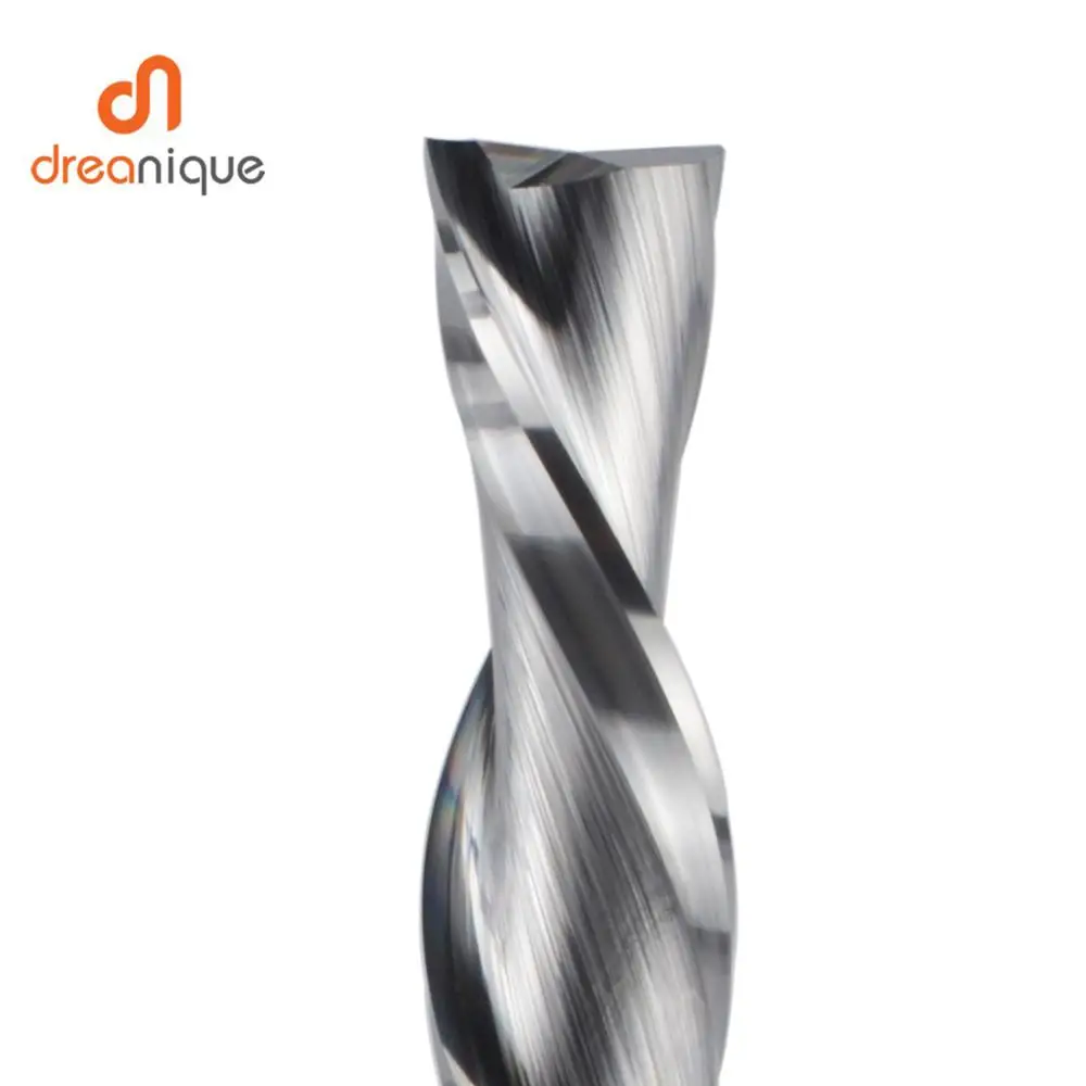 Dreanique 1pc Downcut Spiral Solid Carbide Milling Cutter 1/4 inch Shank 2 Flutes Woodworking End Mill for Wood Carving Slotting