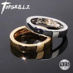 TOPGRILLZ Couple Rings 4mm/6mm 925 Sterling Silver Rings Top Brand Fine Jewelry High Quality Ice Out Bling Round Pattern Ring