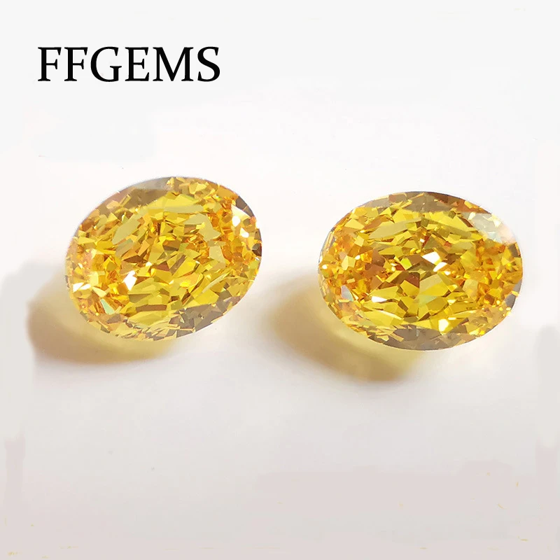 FFGems 8A Loose Gemstone Yellow Sona Diamond VVS 3EX Oval 6*8mm Diy Mounting Fine Jewelry Ring For Women Wedding Party Gift