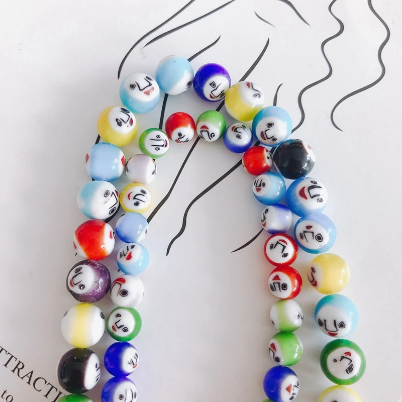 DIY Jewelry Accessories Simple Multicolor Faceless Male Spherical Glass Beaded Necklace Bracelet Earring Material Accessories