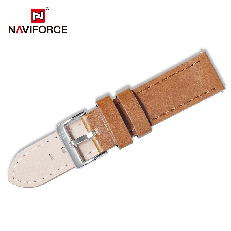 NAVIFORCE Casual PU Leather Watchbands Dark Brown Black Blue Men Women 23mm Watch Wrist Strap Belt With Stainless Steel Buckle