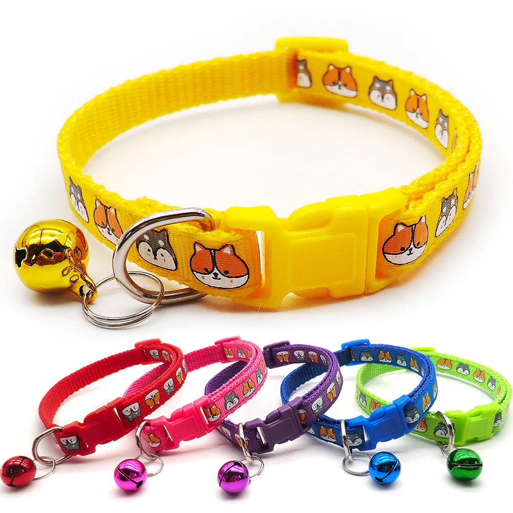Wholesale 10Pcs Collars With Bell Delicate Safety Casual Nylon Dog Collar Neck Strap Fashion Adjustable Bell Pet Cat Dog Collar