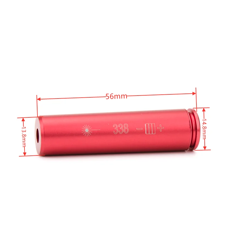Nessuna batteria 338Lapua Red Dot Laser Bore Sight .338 cartuccia Laser Boresighter per Lazer da caccia