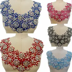 Perline fatte a mano paillettes patch trim strass applique in pizzo per abiti abito scollatura accessorio