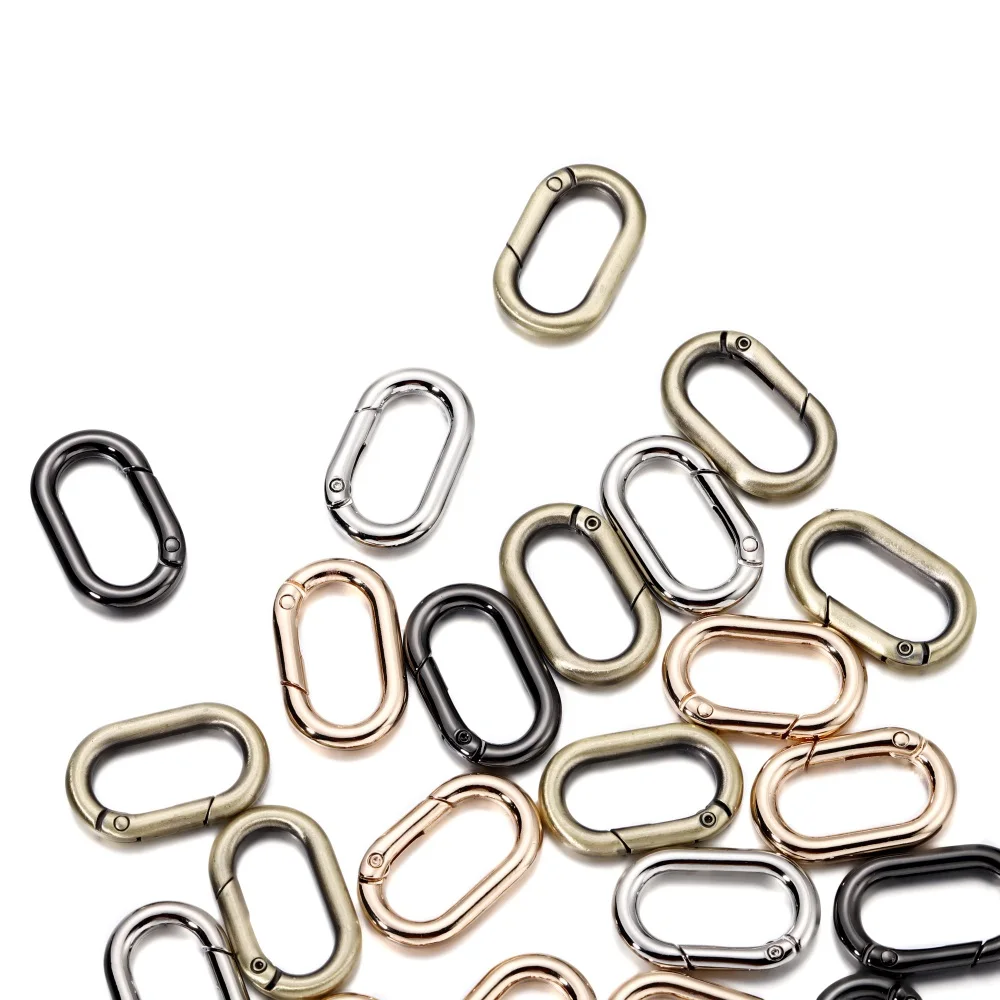 5Pcs/lot Metal Oval Ring Spring Clasps Openable Carabiner Keychain Bag Clips Hook Dog Chain Buckles Connector For DIY Jewelry