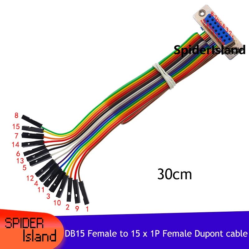 

10pcs/30pcs DB15 Cable connector Female DB15 to Female Dupont 15 x1p 15p Cable 30cm Test Cable DB 15 to single wire Serial Cable