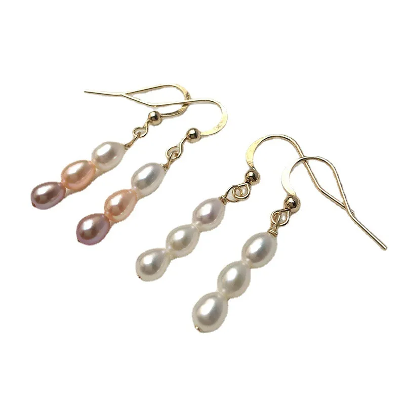 kshmir 2021 New natural freshwater pearl long earrings fashion simple tassel ear hook jewelry pearl size 5-6mm