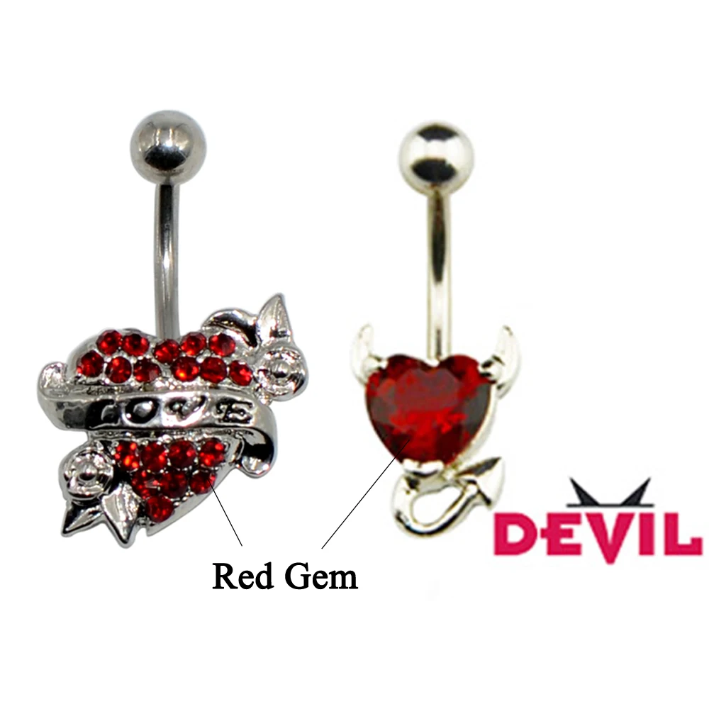 1PC Heart Devil Belly Navel Ring Banana Ombligo Nombril Button Jewelry Fashion Women Sexy Body Piercing Jewelry