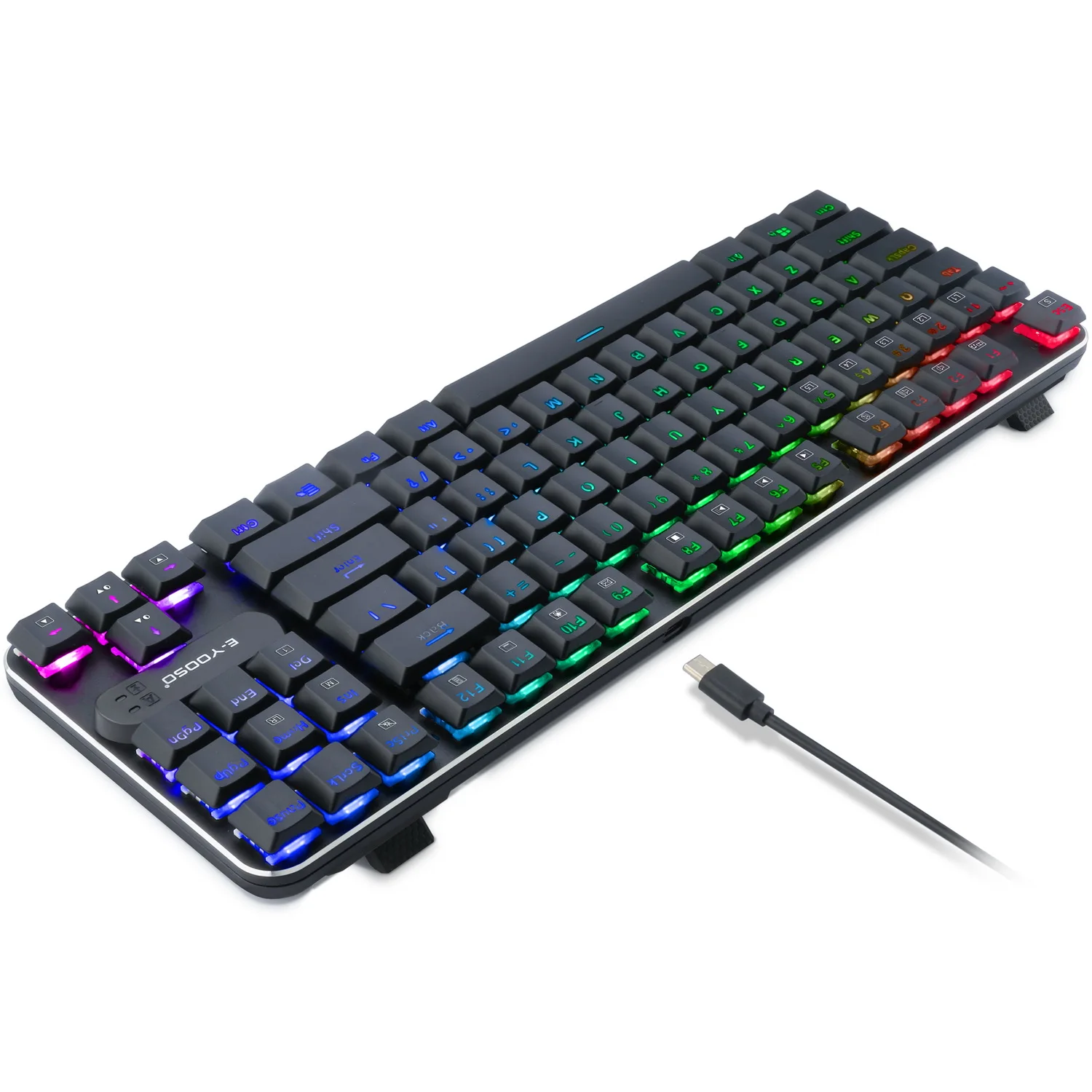 

Z-66 Low Profile TKL Mechanical Keyboard, E-Yooso Linear Red Switch RGB Led Backlit 87 Keys Anti-Ghosting Wired Keyboard , Black