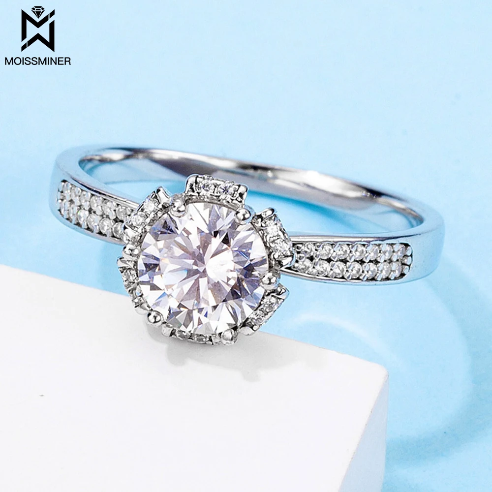 

1ct Moissanite Rings For Women Design Iced Out Real Diamond Finger Ring Jewelry Men High-End Jewelry Pass Tester Free Shipping