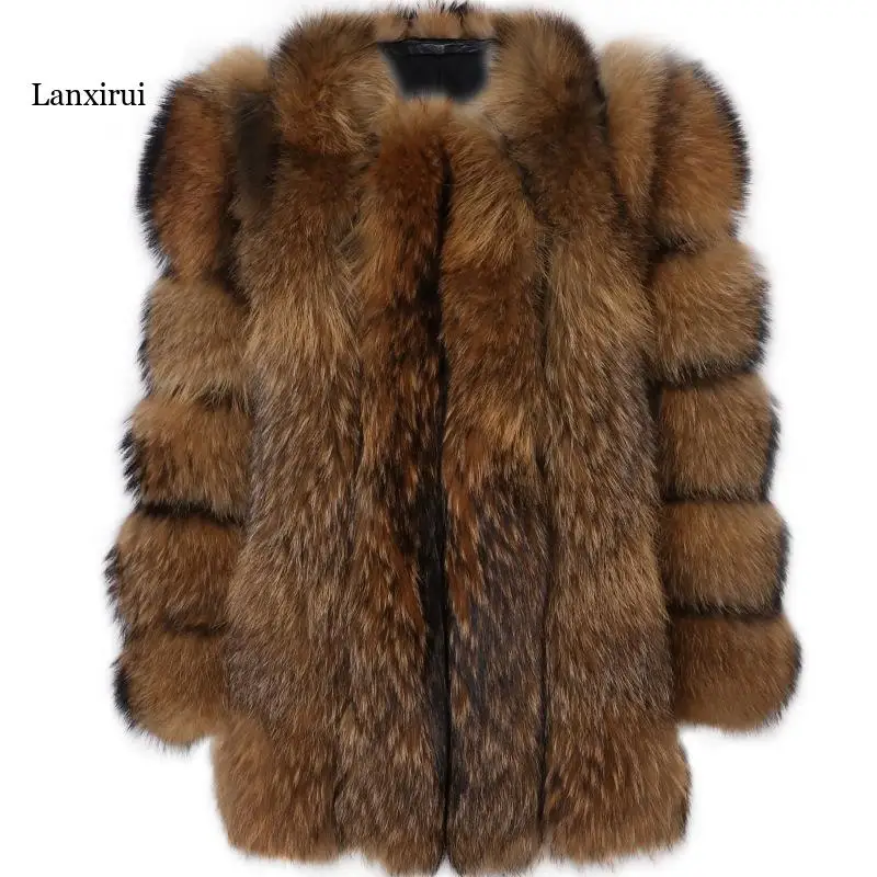 

Faux Fox Fur Coat Rabbit Fur Fluffy Collar New Luxury Women's Warm Coat Winter Thick Long-Sleeved Clothes Plush Thick Outwear