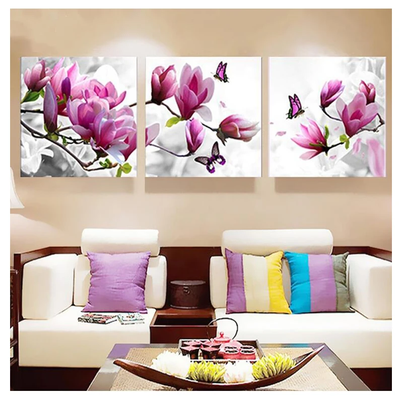 

triptych vertical,Diamond picture Diamond Embroidery Magnolia flower Diamond Painting full square round mosaic diamond Pattern