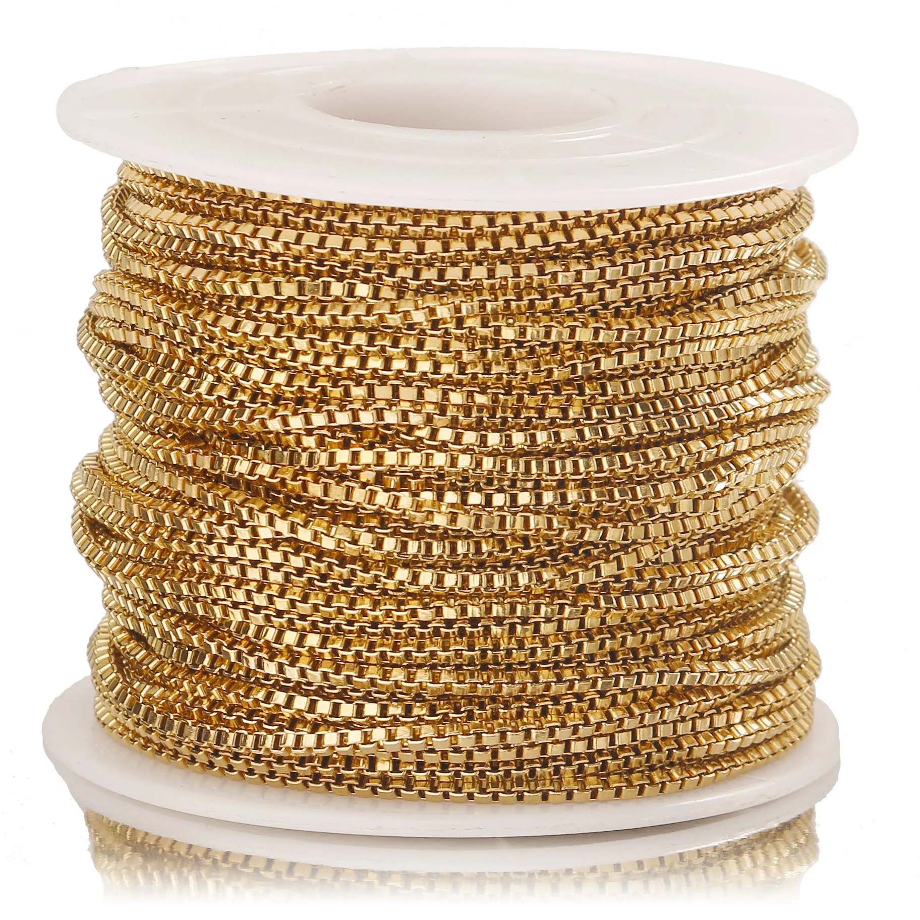 2 metry 1.5mm szerokość stal nierdzewna złoty kwadrat Box Chain dla kobiet naszyjnik Making ręcznie robiona biżuteria DIY ustalenia hurtowych
