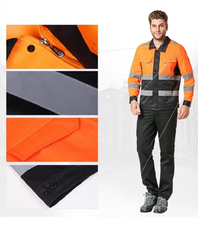 Reflective Stripe Coverall Working Uniforms Waterproof Railway Road Labor Protection Service Waterproof Road Administration Suit