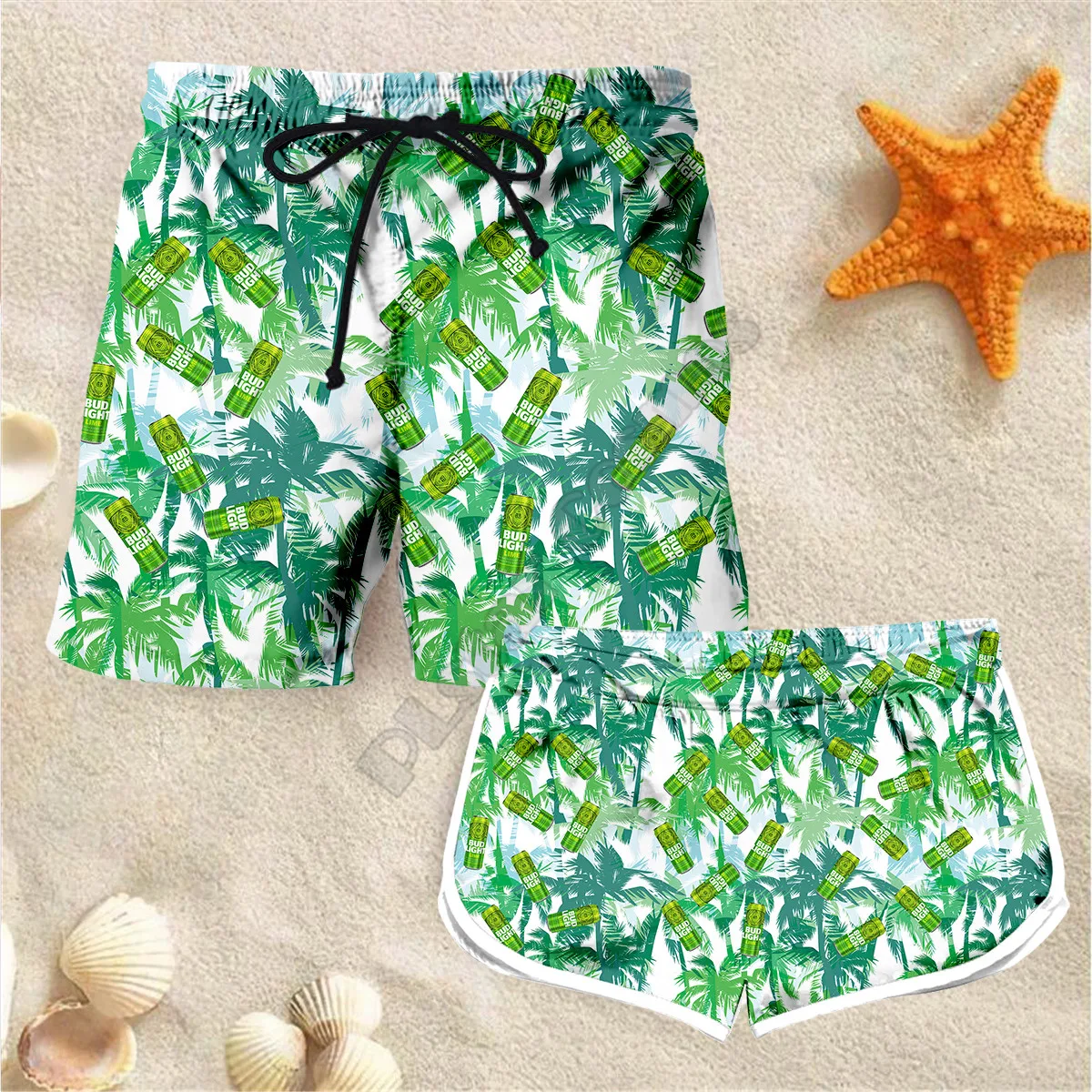 Couple Matching Flower Drink Bottle Shorts 3d Shorts women for men Elastic Waist Shorts Summer Couple Beach Shorts 06