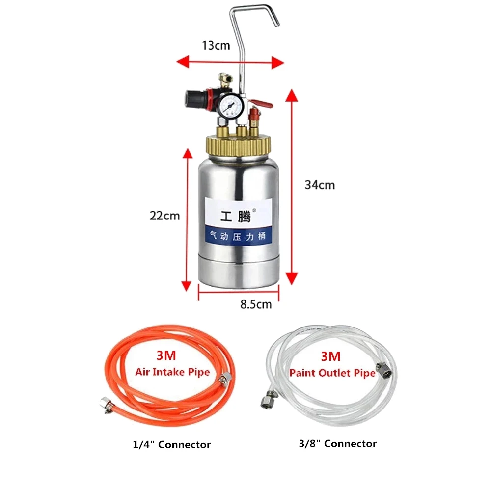 2L Colorful Paint Spray Gun Pressure Tank Water-In-Water Paint Sprayer 0.5 Gallon Putty Sprayer Latex Paint Spraying Tool 0-3BAR