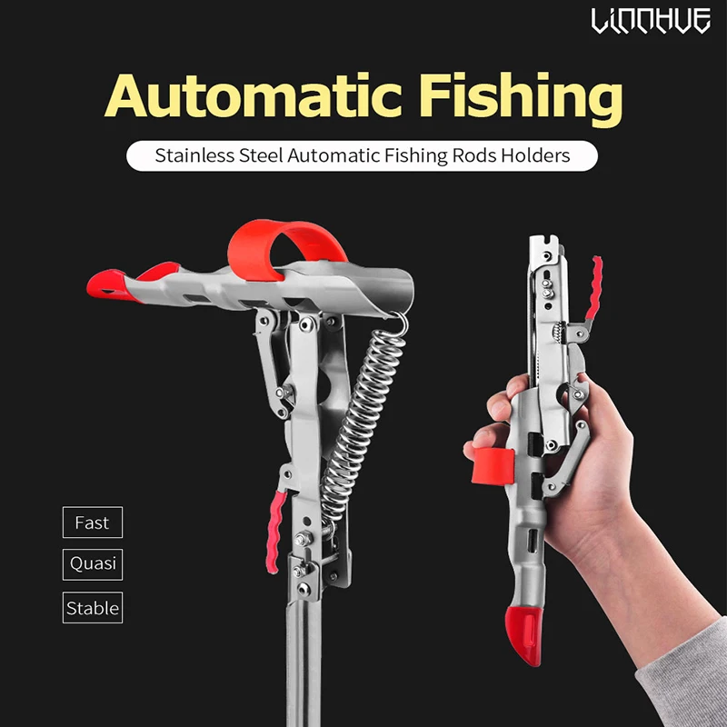 

New Foldable Automatic Double Spring Angle Fishing Pole Tackle Bracket Fish Tackle Anti-Rust Steel Fishing Bracket Rod Holder