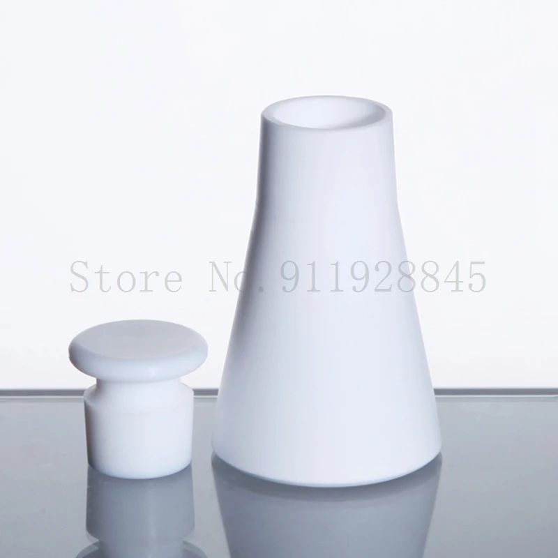 50 100 150mL Lab Polytef PTFE Erlenmeyer Conical Flask with Stopper Plug Laboratory Equipment