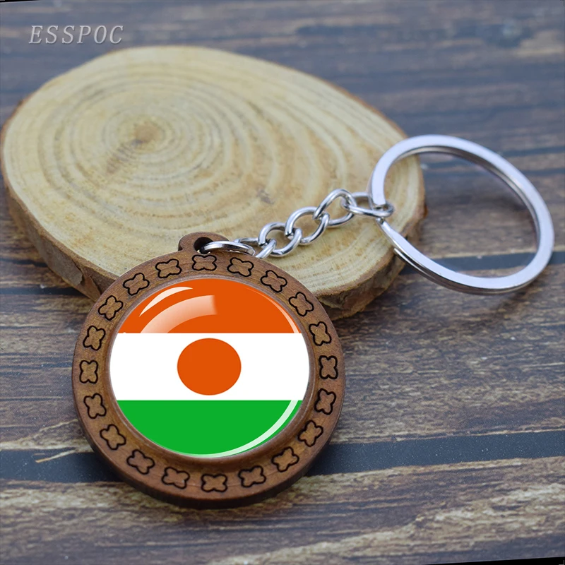 Africa Countries Flag Key Chains Algeria Libya Tunisia Somalia South Africa Flag Glass Dome Wooden Keychain Keyring Wood Trinket