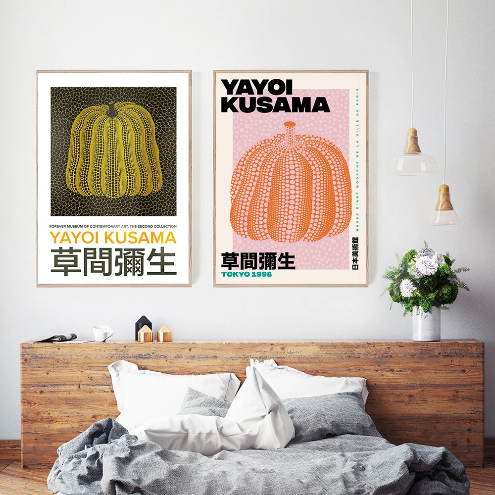 Yayoi Kusama Artwork Exhibition Posters and Prints Gallery Wall Japan Art Pictures Museum Canvas Painting for Living Room Decor