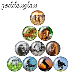 Running Horse Love animals 10pcs 12mm/18mm/20mm/25mm/30mm Round photo glass cabochon demo flat back Making findings