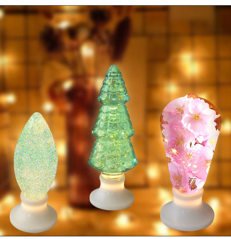 Light Bulb Resin Mold DIY Epoxy Resin Glue Lampshade Silicone Mold LED Lamp Crafts Decoration Tools Lamp Cap Chip Set