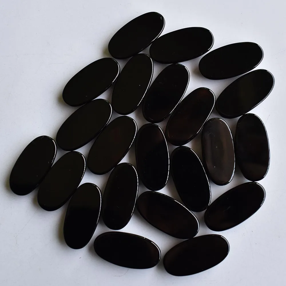 Wholesale 20pcs/Lot fashion high quality natural black onyx oval shape cab cabochon beads for Jewelry making 15x30mm free