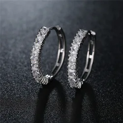 Luxury AAA Cubic Zirconia Hoop Earrings Big Circle Huggie Earrings For Women Blue Red Gem Hoops Pendientes Jewelry Ear Rings