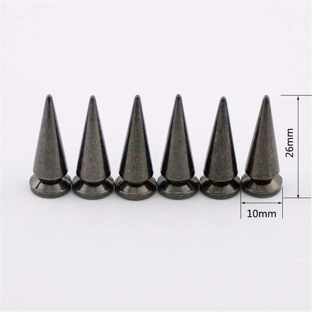 10 sztuk 10*26mm wielekolorowy moda Bullet kolce i szpilki na ubrania Punk stożek cierń odzieży nity do skóry