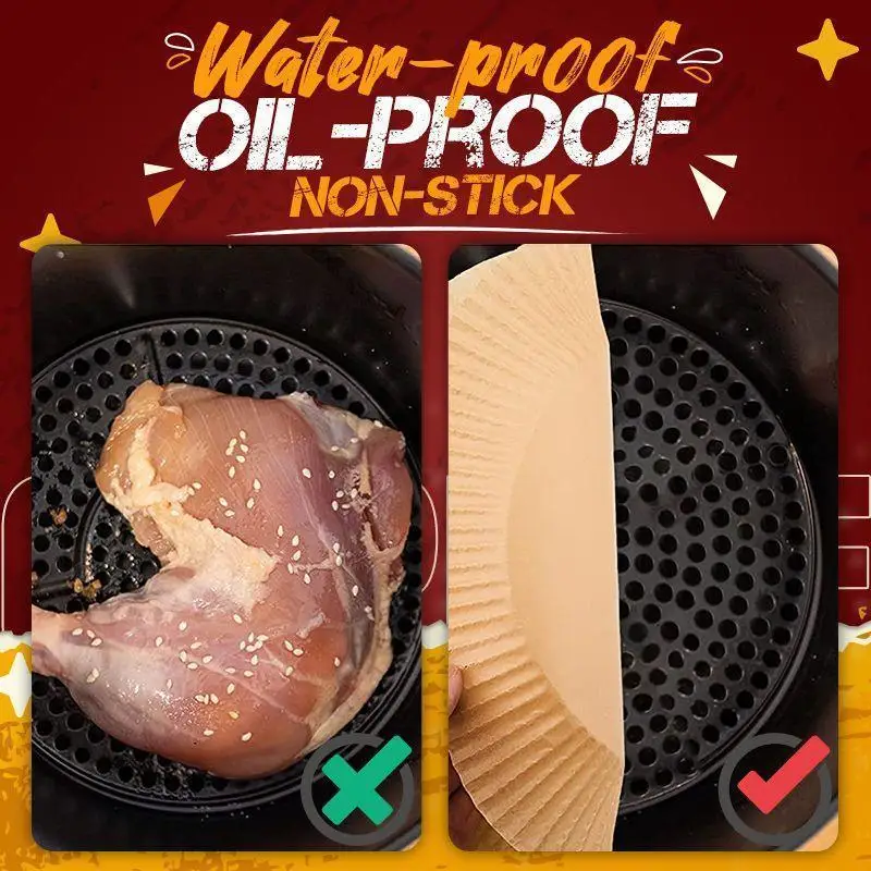50Pcs 16/20ซม.Air Fryer ทิ้งกระดาษเตาอบแผ่นกระดาษเยื่อไม้ Steamer รอบกระดาษเสื่อ & Liners Dropshipping