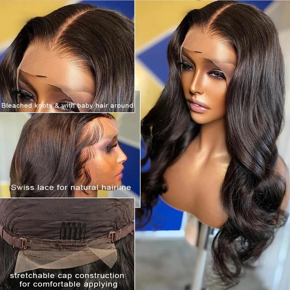 13x4 Body Wave Lace Front Wigs Human Hair Brazilian 22“ 34” Inch Transparent Lace Frontal Wig For Women Body Wave 4x4 Wig