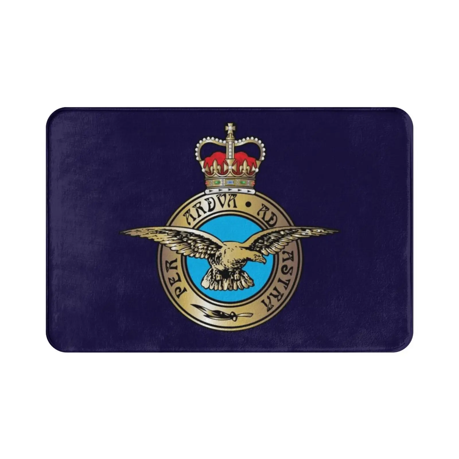 Royal Air Force Badge. On Navy. Carpet Mat Rug Cushion Soft Forces Army Navy Raf Veteran Veterans Emblem Military War